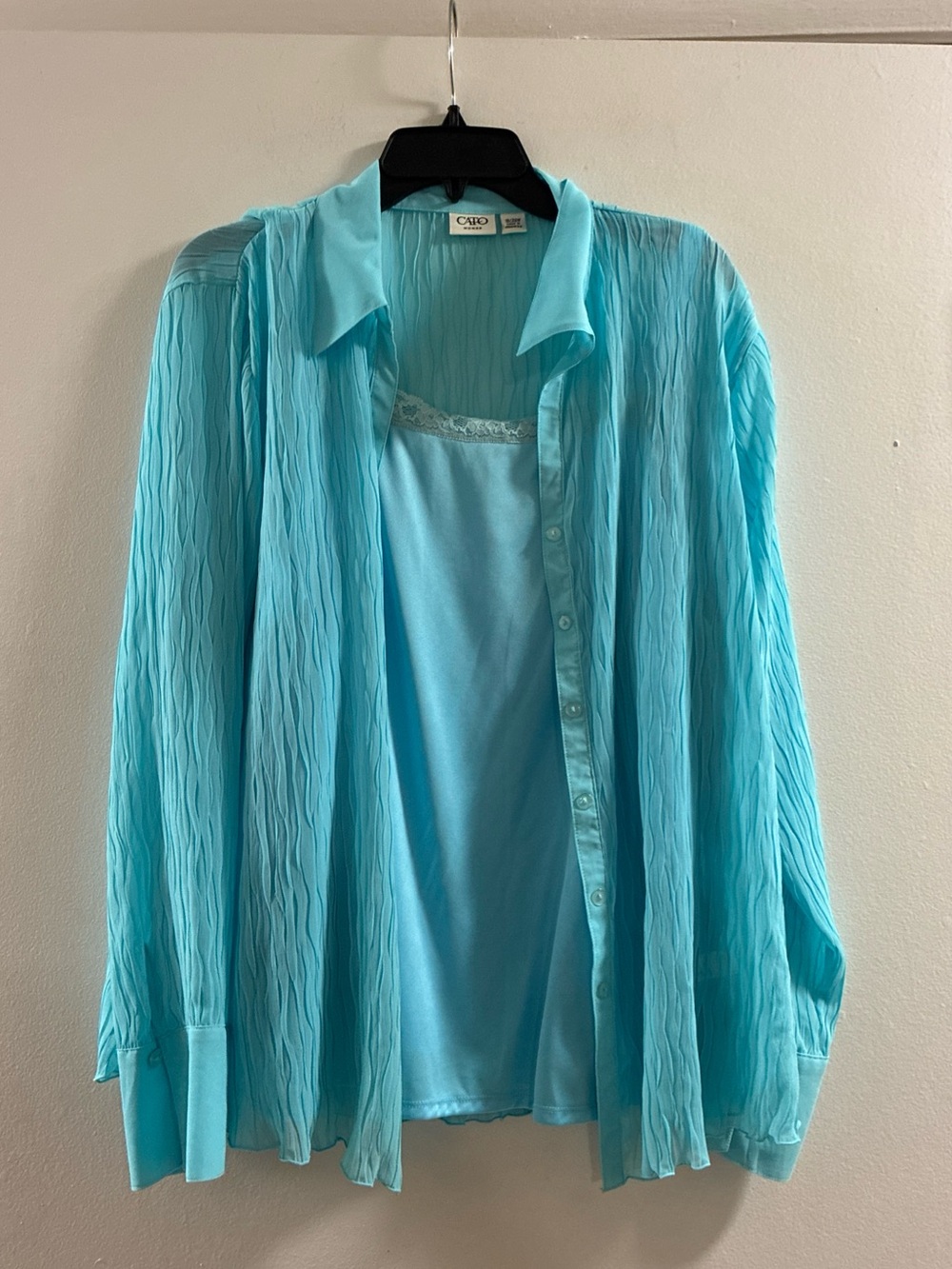Cato Light Aqua Women's Button-Down Shirt with Matching Tank